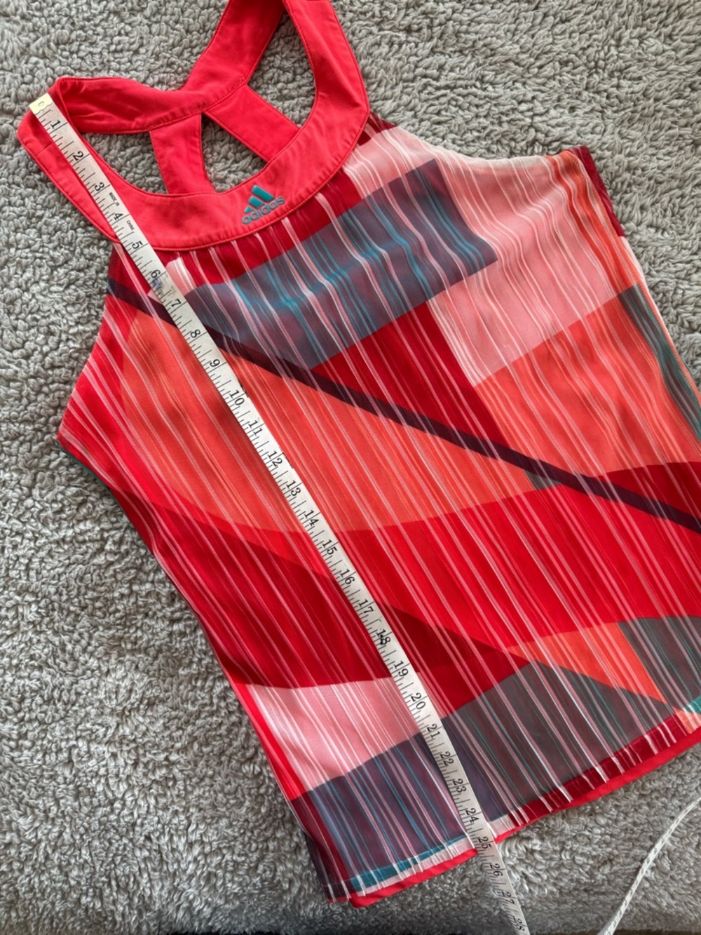 Adidas Women's Orange Green and White Geometric Racerback Tank Top Lightweight-M - Picture 7 of 7